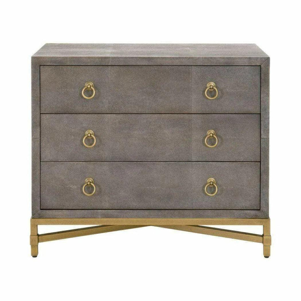 Strand Grey Shagreen Scandinavian Nightstand 3 Drawers - LOOMLAN - Essentials For Living - Nightstands