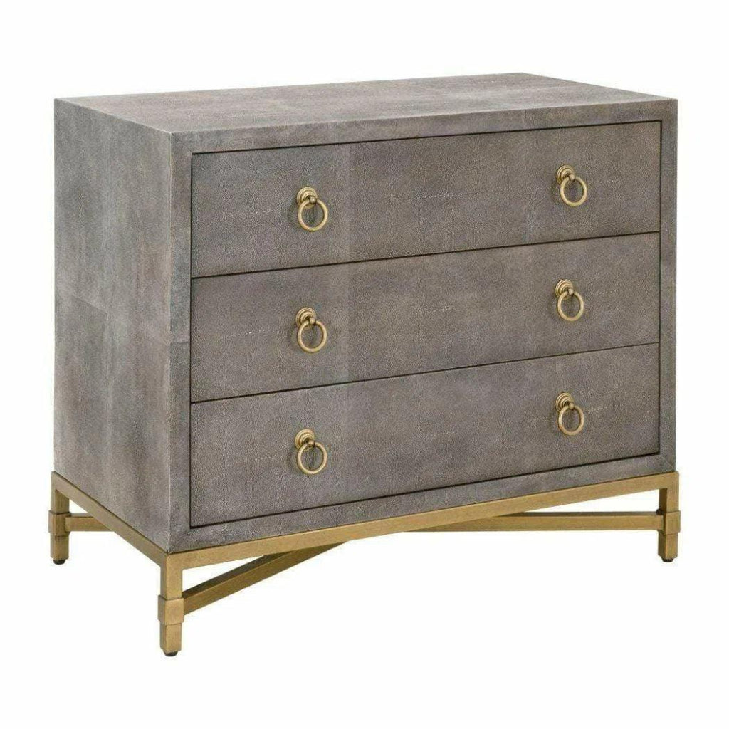 Strand Grey Shagreen Scandinavian Nightstand 3 Drawers - LOOMLAN - Essentials For Living - Nightstands