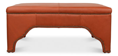 Streetman Leather Brown Cocktail Ottoman - LOOMLAN - Sarreid - Ottomans