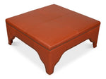 Streetman Leather Brown Cocktail Ottoman - LOOMLAN - Sarreid - Ottomans