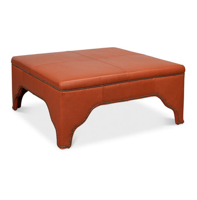 Streetman Leather Brown Cocktail Ottoman - LOOMLAN - Sarreid - Ottomans