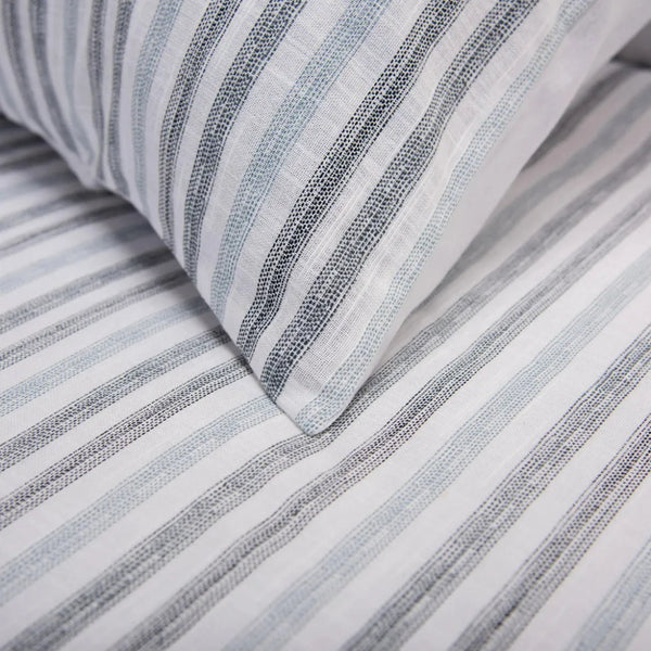 Striped Blue er Duvet Set With Two Shams - LOOMLAN - LOOMLAN - Duvet Cover Set