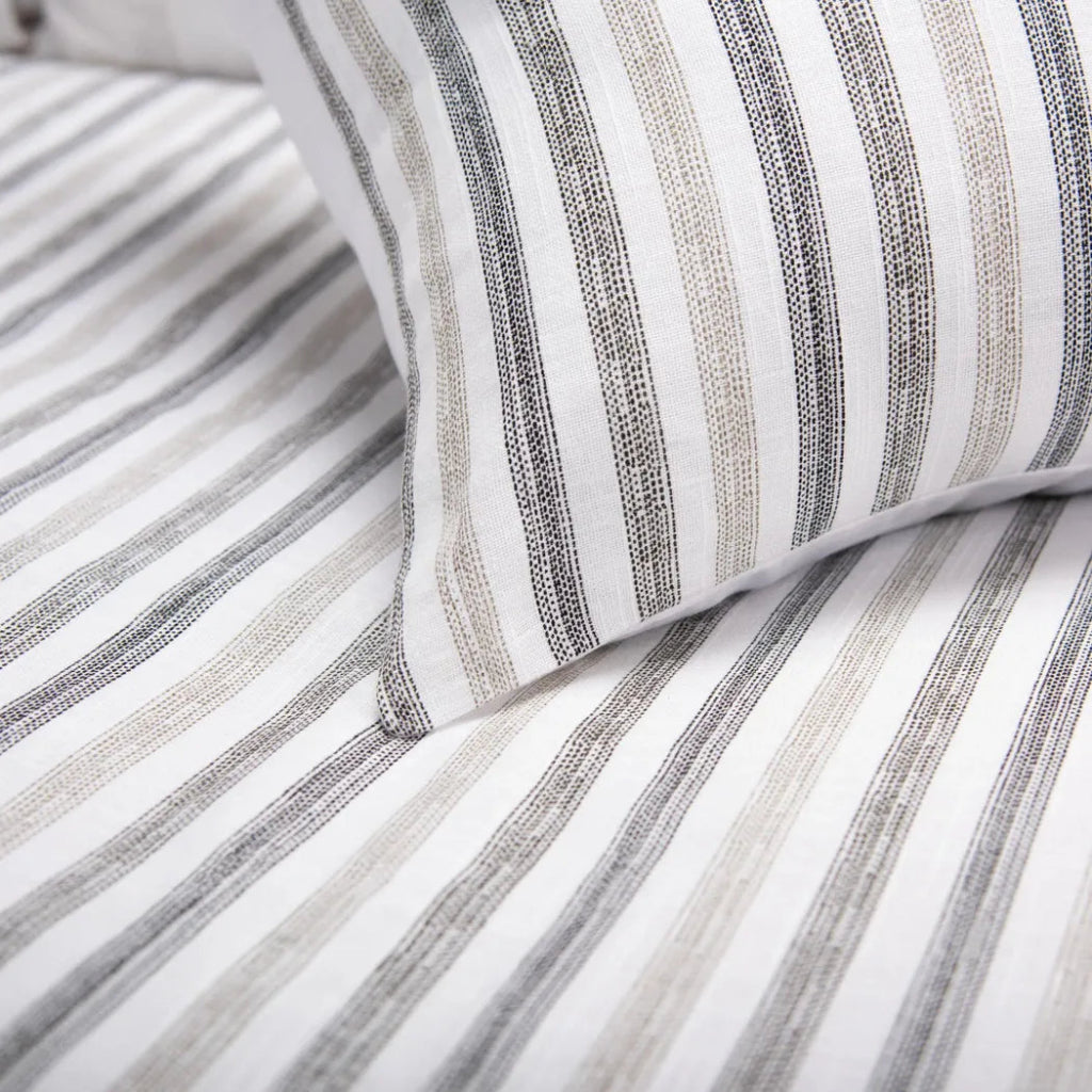 Striped Grey er Duvet Set With Two Shams - LOOMLAN - LOOMLAN - Duvet Cover Set