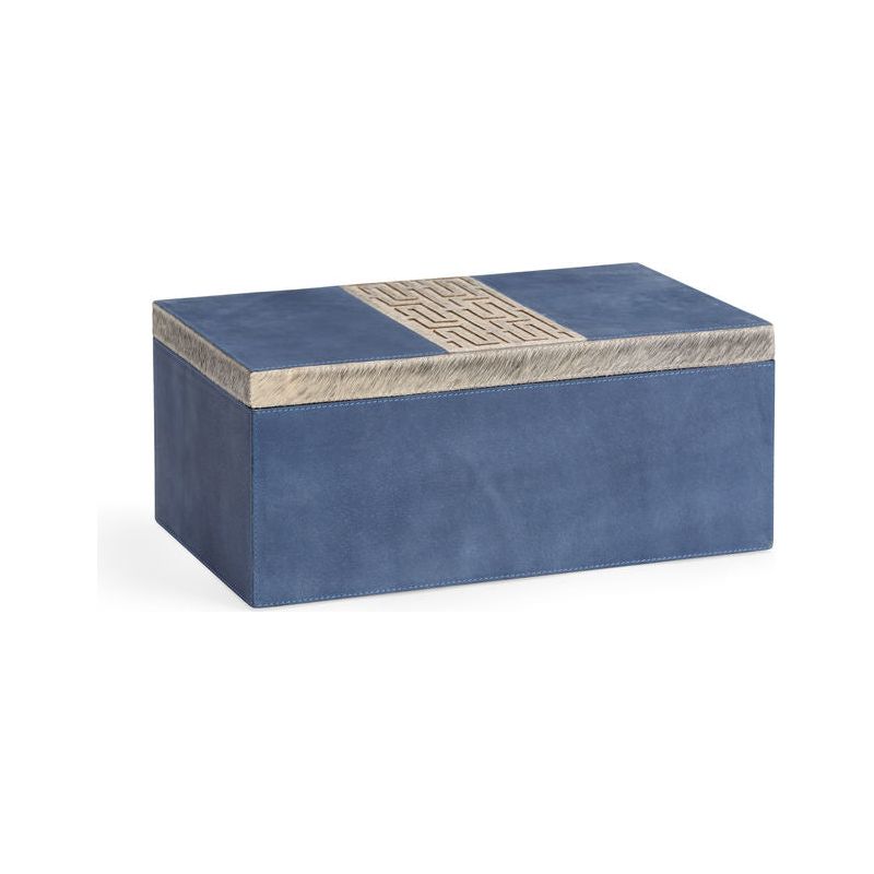 Suede Hair On Hide Covered Blue Box - LOOMLAN - Wildwood - Boxes & Bowls