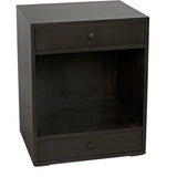 Sumiko Wood Black Small Rectangle Side Table Drawers - LOOMLAN - Noir - Side Tables