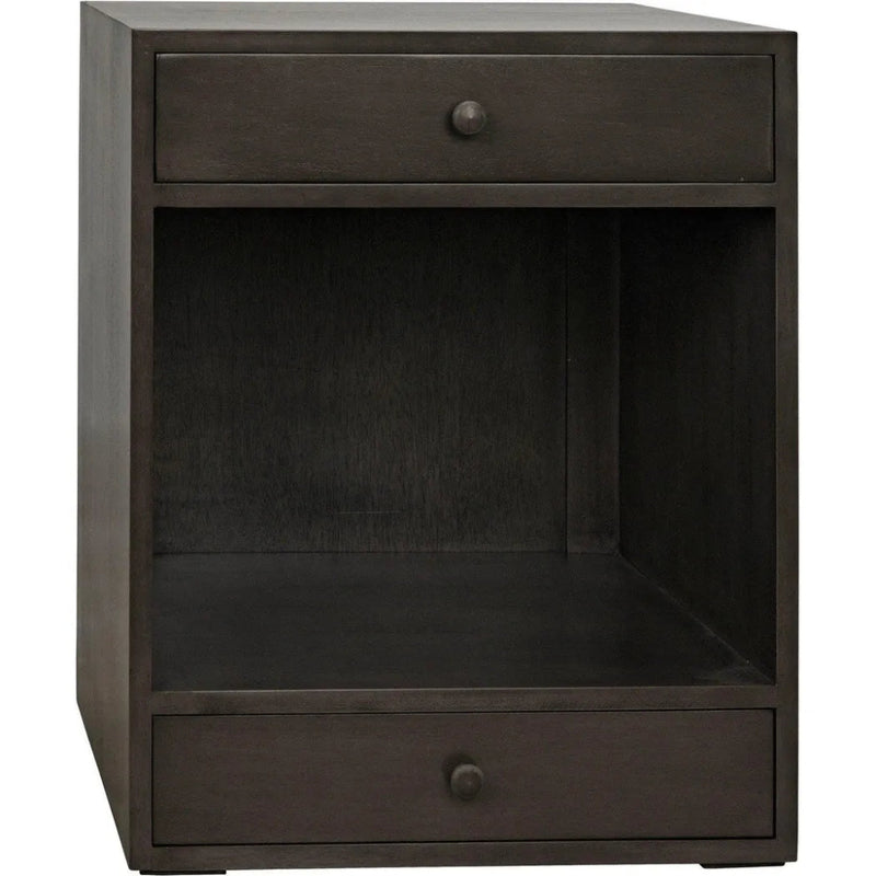 Sumiko Wood Black Small Rectangle Side Table Drawers - LOOMLAN - Noir - Side Tables