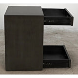 Sumiko Wood Black Small Rectangle Side Table Drawers - LOOMLAN - Noir - Side Tables