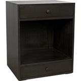 Sumiko Wood Black Small Rectangle Side Table Drawers - LOOMLAN - Noir - Side Tables