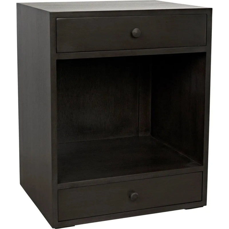 Sumiko Wood Black Small Rectangle Side Table Drawers - LOOMLAN - Noir - Side Tables