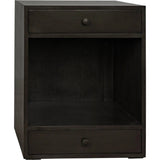 Sumiko Wood Black Small Rectangle Side Table Drawers - LOOMLAN - Noir - Side Tables