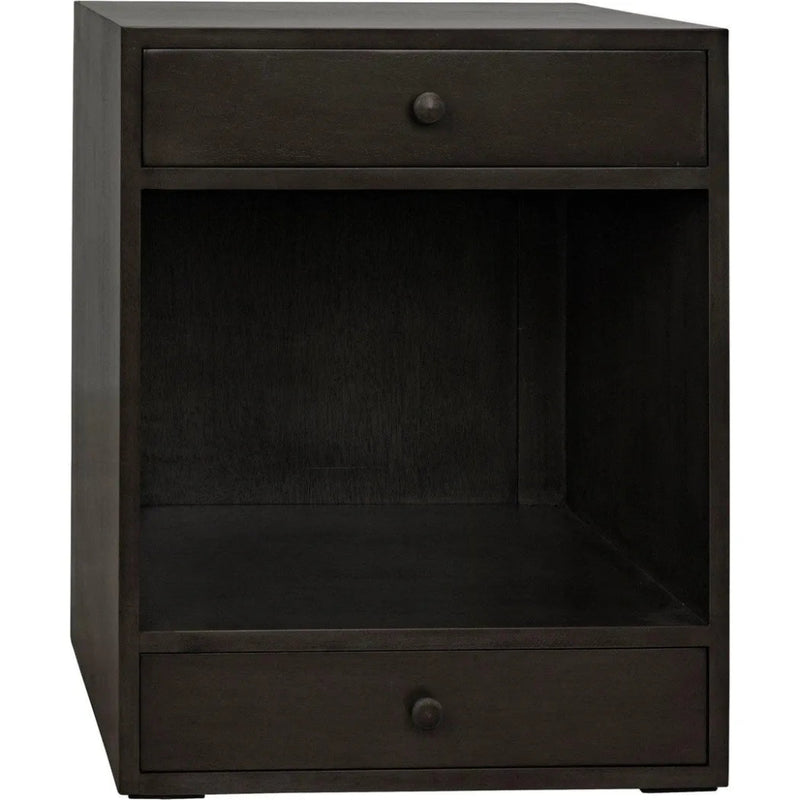 Sumiko Wood Black Small Rectangle Side Table Drawers - LOOMLAN - Noir - Side Tables