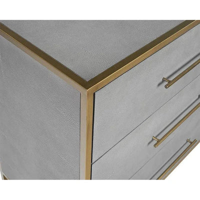 Sunpan Venice Dresser Grey Shagreen Brass Accents - LOOMLAN - SUNPAN - Dressers