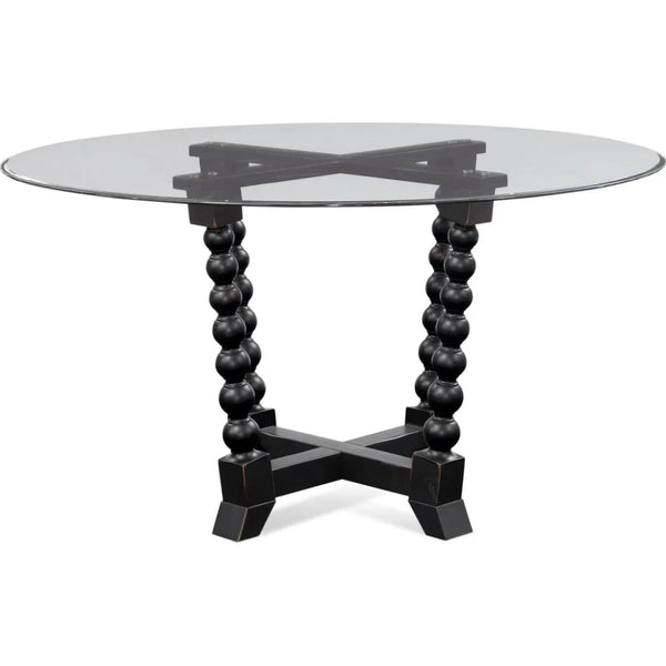 Susanna Wood & Glass Black Round Dining Table - LOOMLAN - Bassett Mirror - Dining Tables