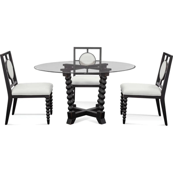 Susanna Wood & Glass Black Round Dining Table - LOOMLAN - Bassett Mirror - Dining Tables