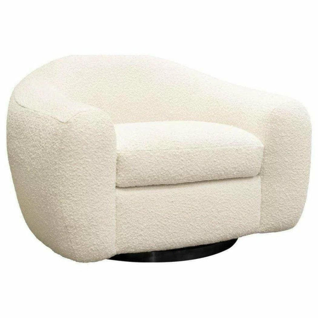 Swivel Chair Boucle Textured Arms & Back - LOOMLAN - Diamond Sofa - Club Chairs