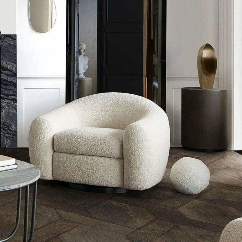 Swivel Chair Charcoal Boucle Arms & Back - LOOMLAN - Diamond Sofa - Club Chairs