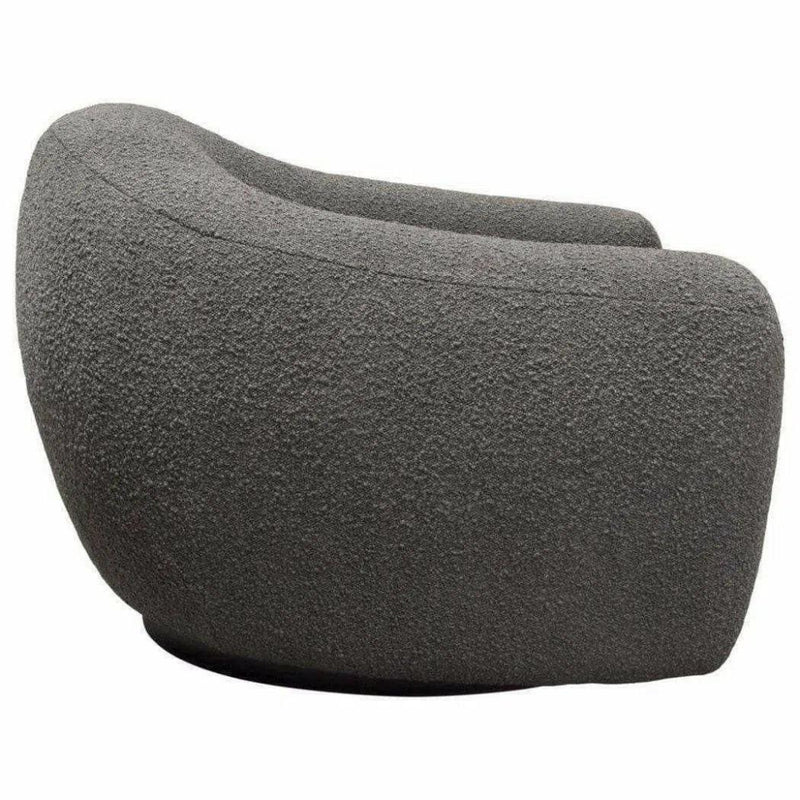 Swivel Chair Charcoal Boucle Arms & Back - LOOMLAN - Diamond Sofa - Club Chairs