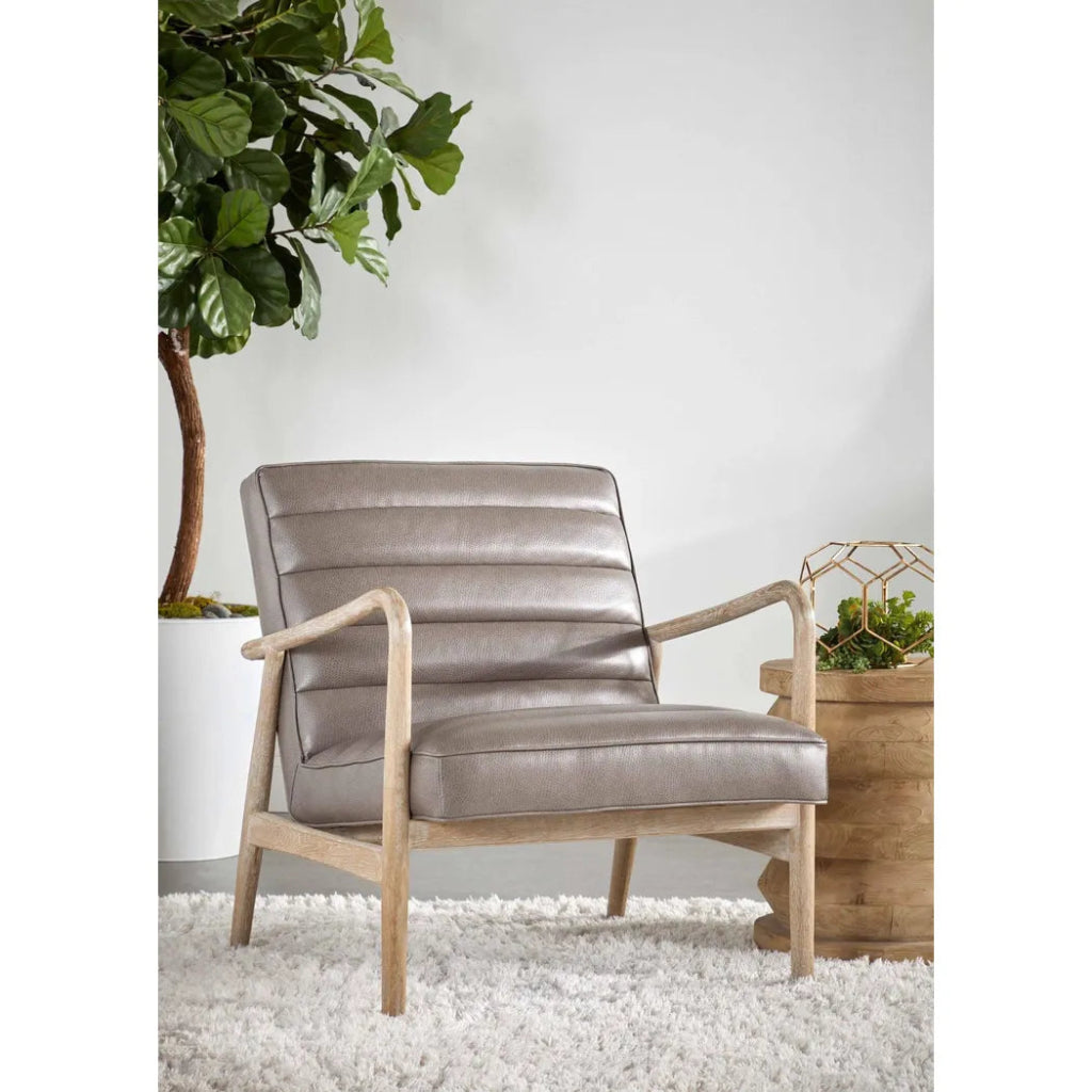 Tahoe Club Chair Gray Upholstery & Oak Wood - LOOMLAN - Essentials For Living - Accent Chairs