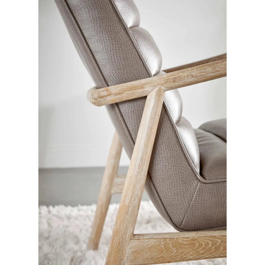 Tahoe Club Chair Gray Upholstery & Oak Wood - LOOMLAN - Essentials For Living - Accent Chairs