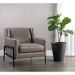 Talula Lounge Chair Alpine Grey Leather - LOOMLAN - SUNPAN - Club Chairs