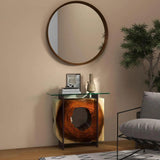 Tama Solid Chamcha Wooden Glass Sofa Table - LOOMLAN - Urbia - Console Tables
