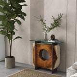Tama Solid Chamcha Wooden Glass Sofa Table - LOOMLAN - Urbia - Console Tables