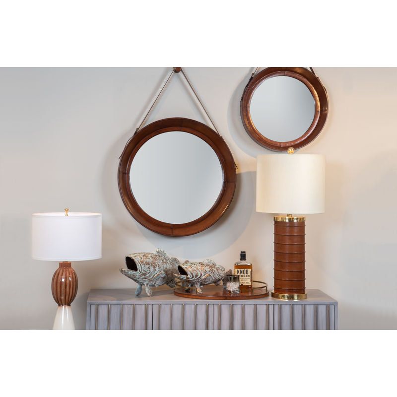 Taner Leather Wrapped Wall Mirror - LOOMLAN - Wildwood - Wall Mirrors