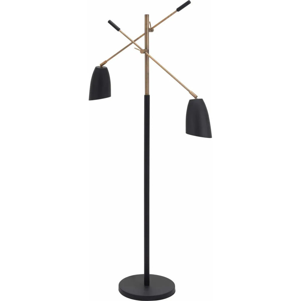 Tanner Floor Lamp Matte Black & Brass - LOOMLAN - Zuo Modern - Floor Lamps