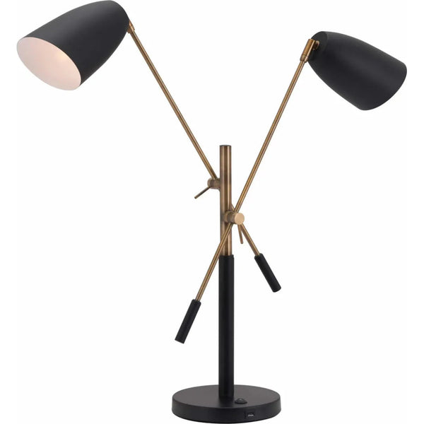 Tanner Table Lamp Matte Black & Brass - LOOMLAN - Zuo Modern - Table Lamps