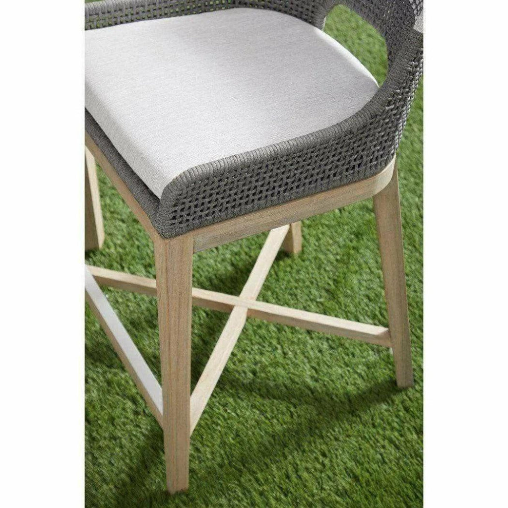 Tapestry Outdoor Counter Stool Teak Wood and Dove Rope - LOOMLAN - Essentials For Living - Outdoor Counter Stools