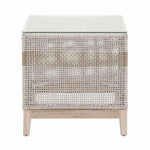 Tapestry Outdoor End Table Taupe & White Rope and Teak - LOOMLAN - Essentials For Living - Outdoor Side Tables