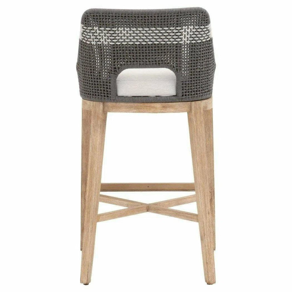 Tapestry Wood Frame Dove Rope Barstool - LOOMLAN - Essentials For Living - Bar Stools