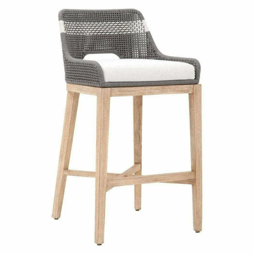 Tapestry Wood Frame Dove Rope Barstool - LOOMLAN - Essentials For Living - Bar Stools