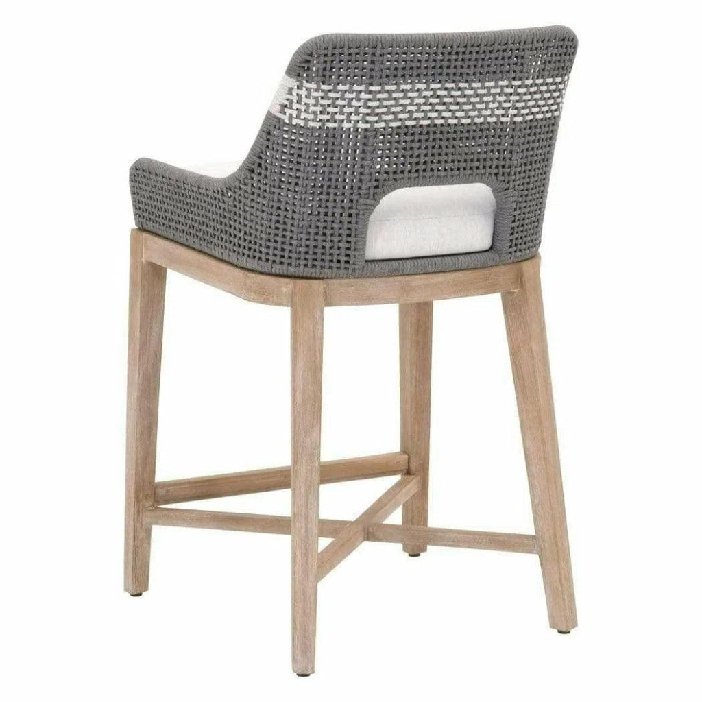 Tapestry Wood Frame Dove Rope Counter Stool - LOOMLAN - Essentials For Living - Counter Stools