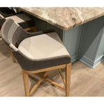 Tapestry Wood Frame Dove Rope Counter Stool - LOOMLAN - Essentials For Living - Counter Stools