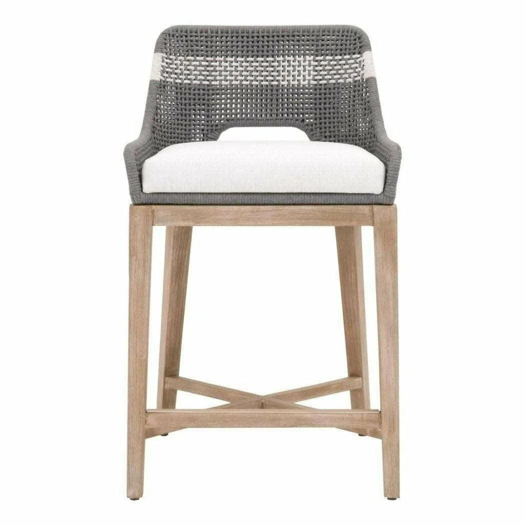 Tapestry Wood Frame Dove Rope Counter Stool - LOOMLAN - Essentials For Living - Counter Stools