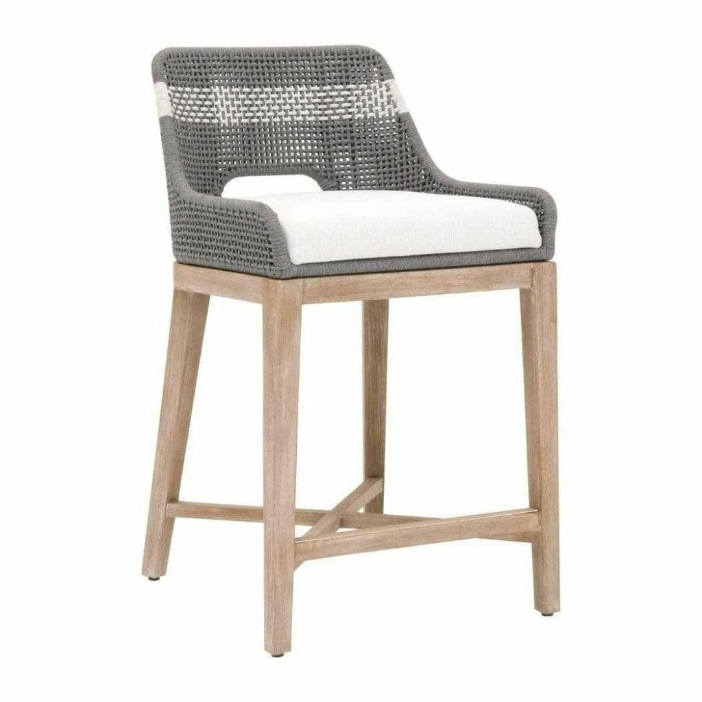 Tapestry Wood Frame Dove Rope Counter Stool - LOOMLAN - Essentials For Living - Counter Stools