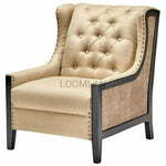 Taupe Tufted Armchair Wingback Style - LOOMLAN - LOOMLAN - Club Chairs