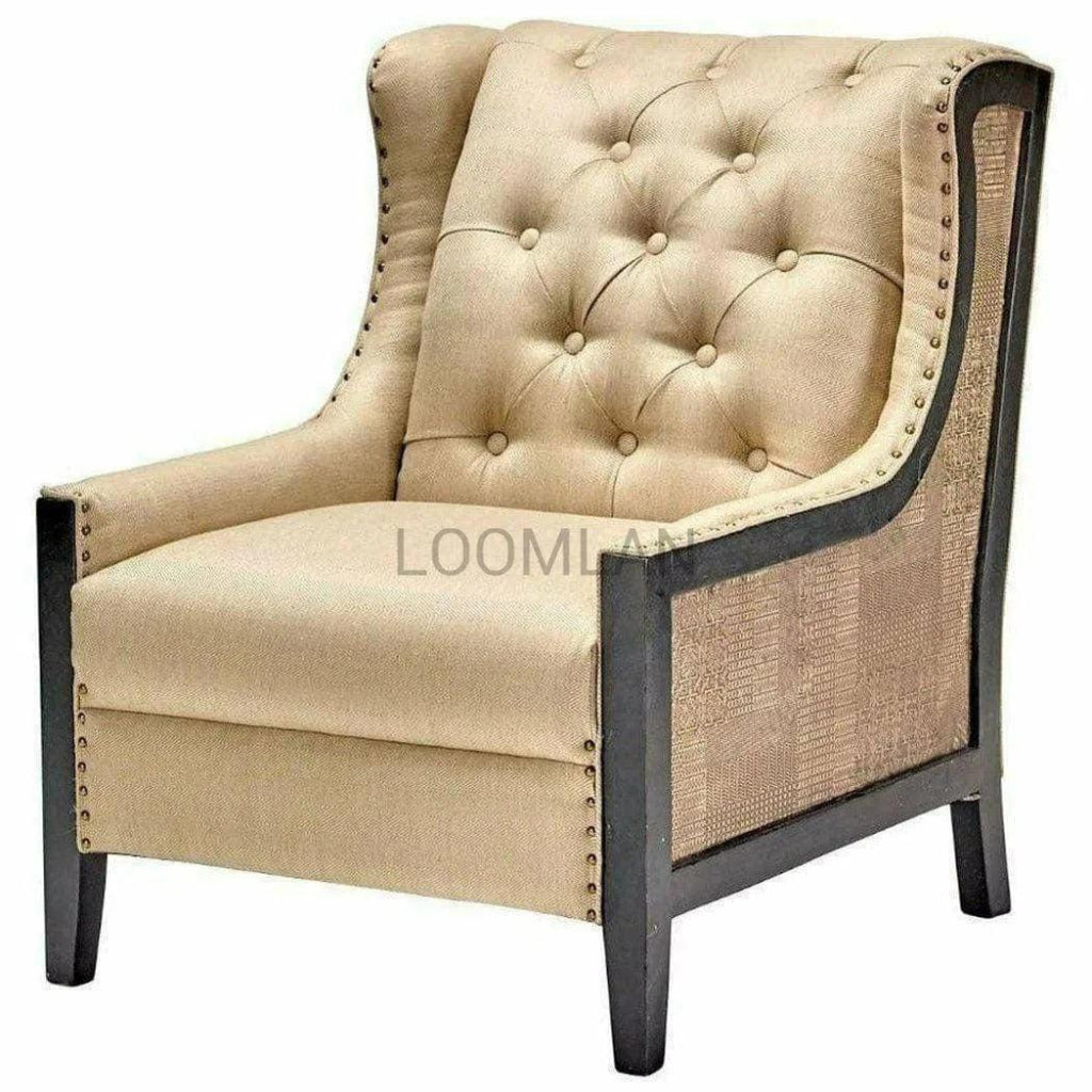 Taupe Tufted Armchair Wingback Style - LOOMLAN - LOOMLAN - Club Chairs