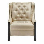 Taupe Tufted Armchair Wingback Style - LOOMLAN - LOOMLAN - Club Chairs