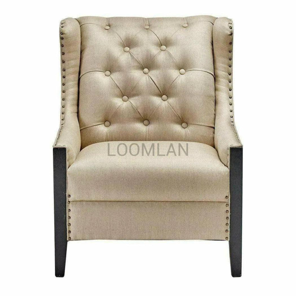 Taupe Tufted Armchair Wingback Style - LOOMLAN - LOOMLAN - Club Chairs