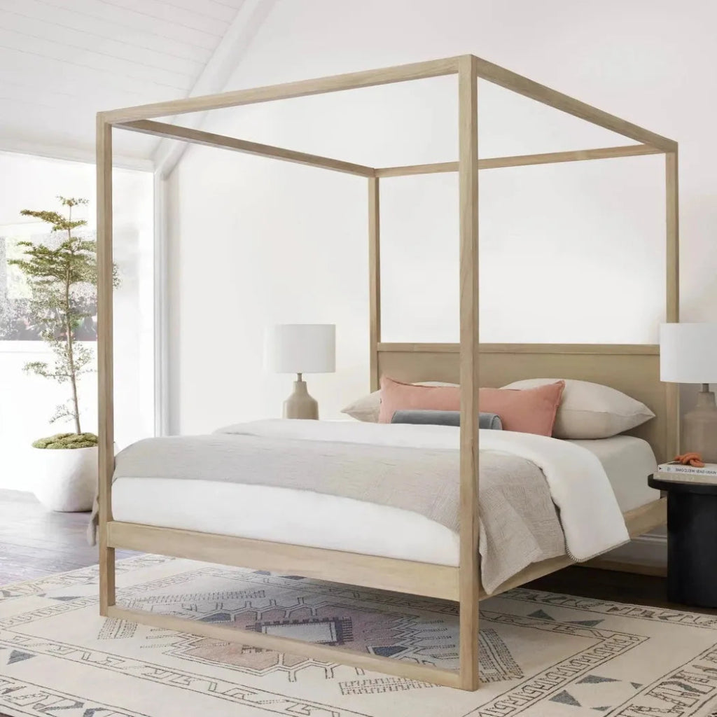 Teak Wood Canopy Poster Bed King or Queen - LOOMLAN - Artesia - Beds