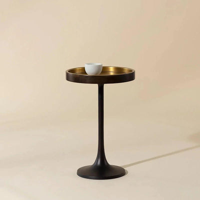 Tekoa End Table: Antique Brass & Wood Finish - LOOMLAN - SUNPAN - Side Tables