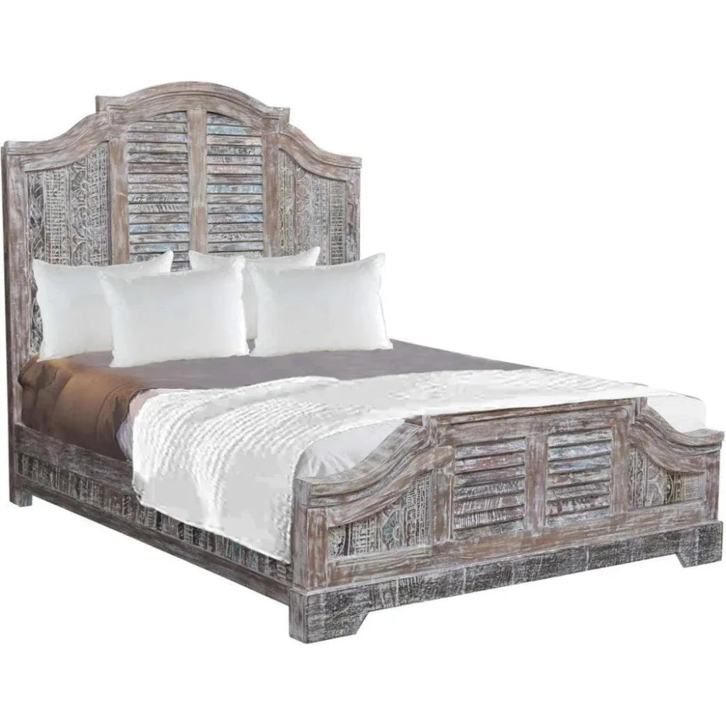 Terri Shutter Wooden Brown Headboard Bed - LOOMLAN - LOOMLAN - Beds