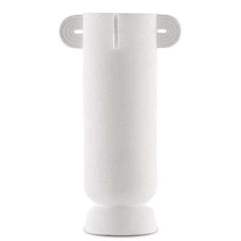 Textured White Happy 40 Tube White Vase - LOOMLAN - Currey & Co - Vases & Jars