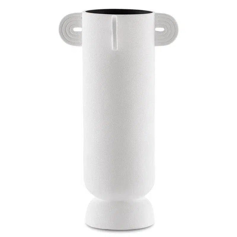 Textured White Happy 40 Tube White Vase - LOOMLAN - Currey & Co - Vases & Jars