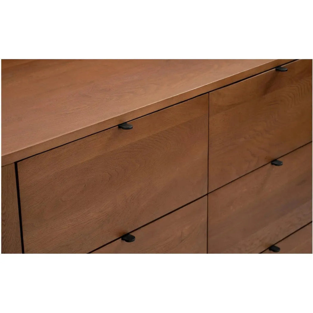 Theo Wood Brown 6 Drawer Dresser - LOOMLAN - Dressers