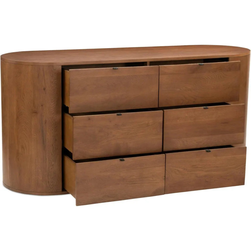 Theo Wood Brown 6 Drawer Dresser - LOOMLAN - Dressers