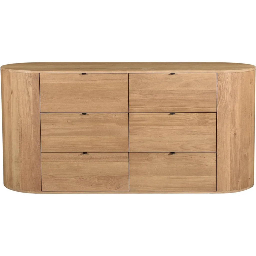 Theo Wood Brown 6 Drawer Dresser - LOOMLAN - Dressers