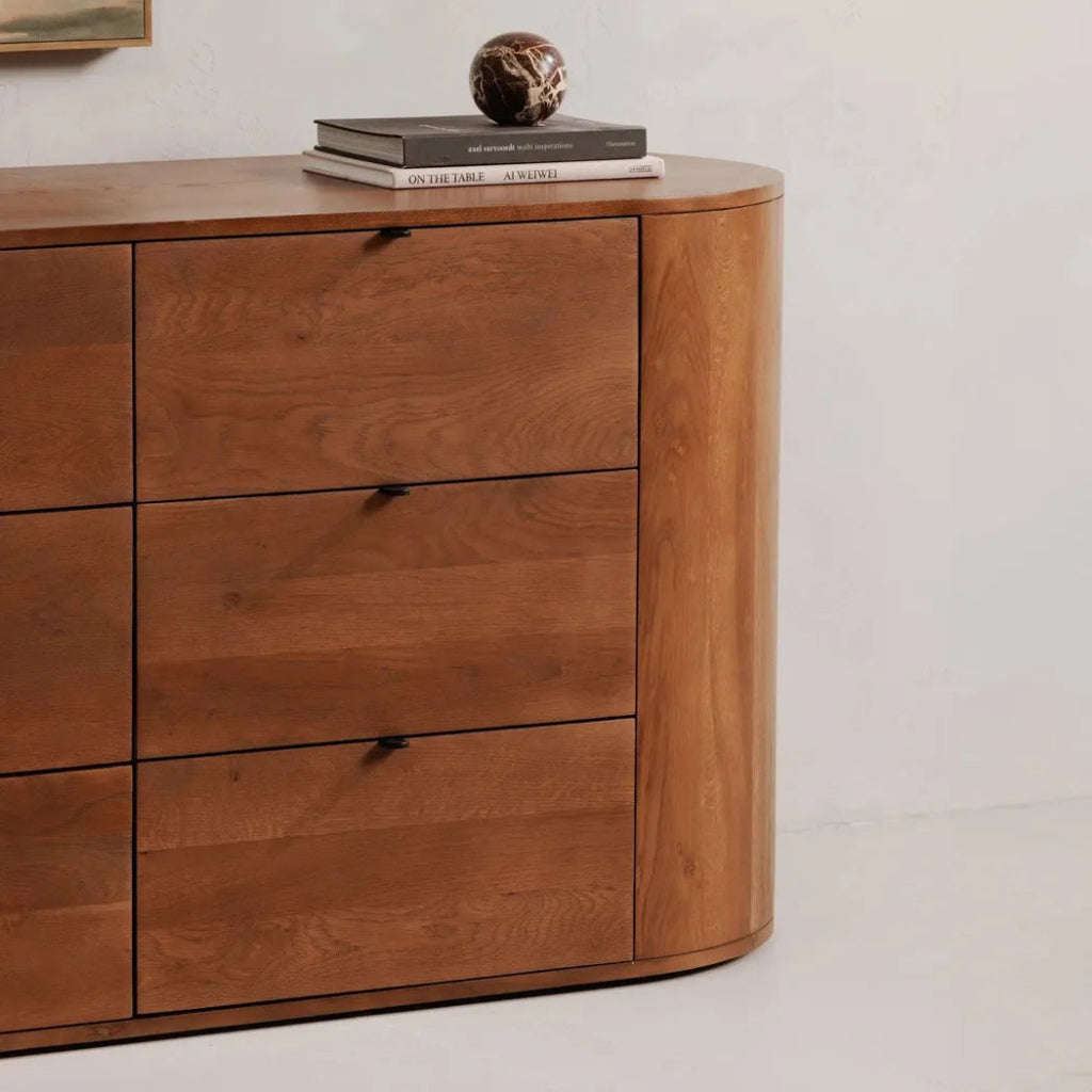 Theo Wood Brown 6 Drawer Dresser - LOOMLAN - Dressers